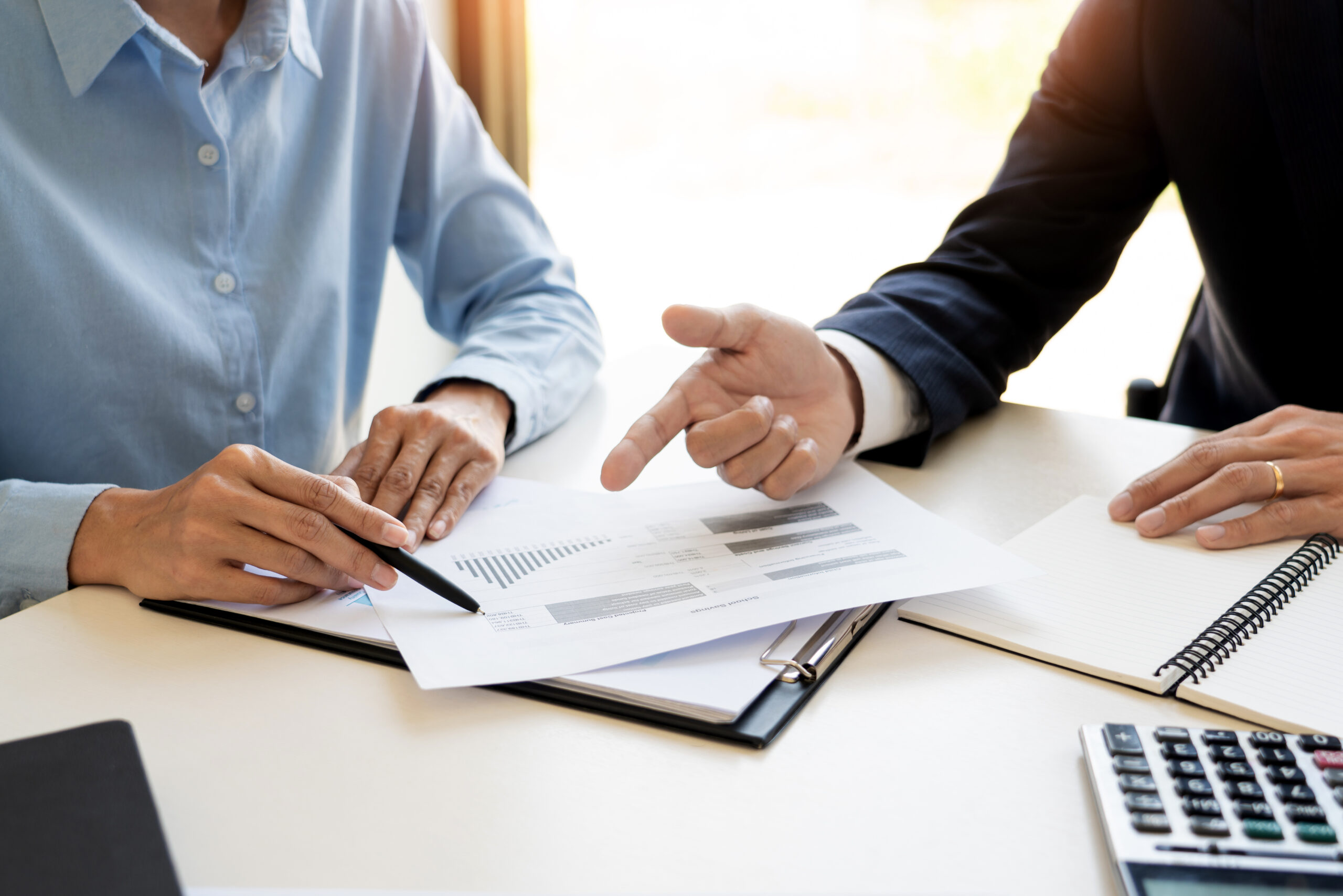 wealth management concept, business man and team analyzing finan